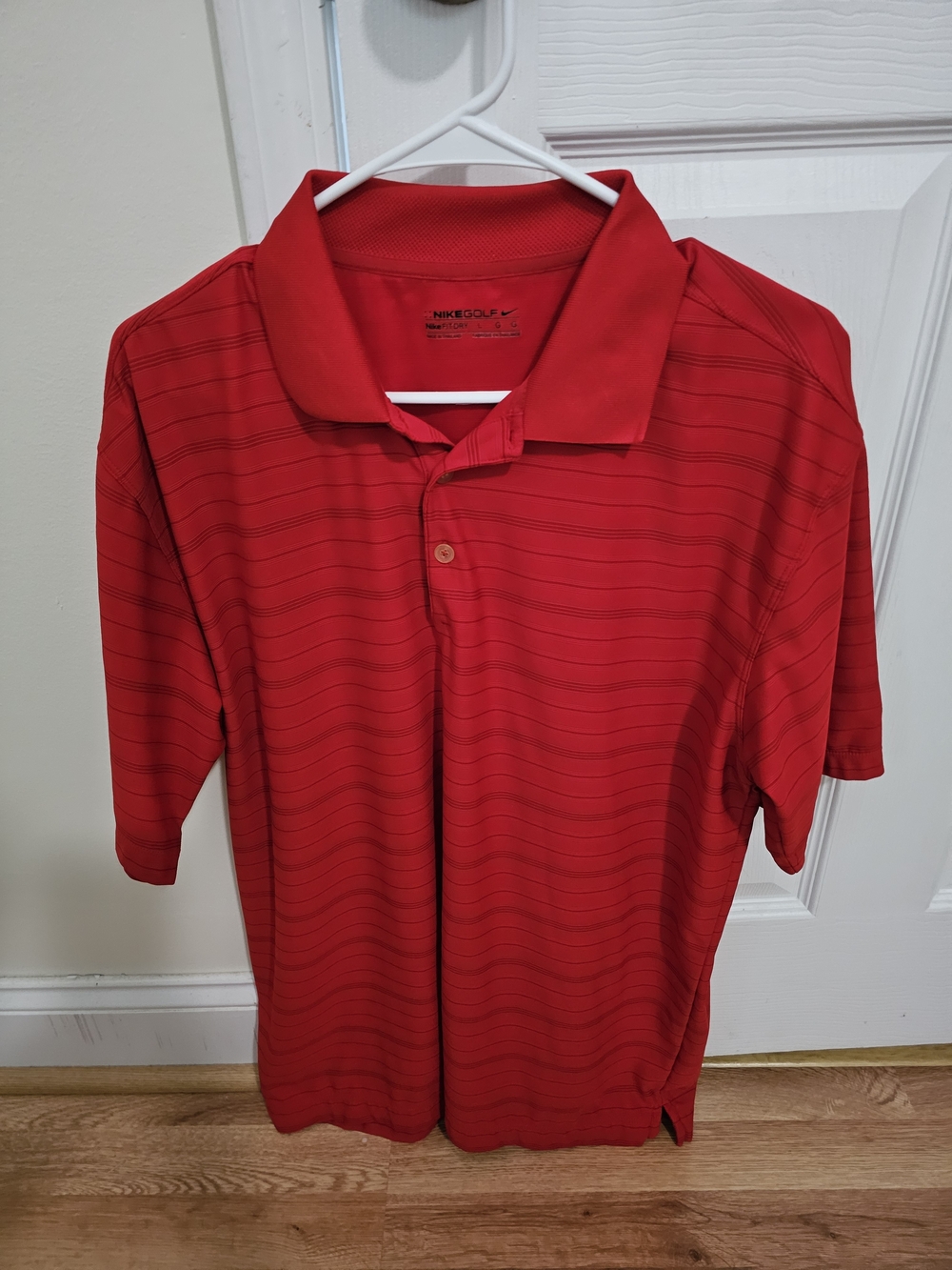 Nike Men’s Red Polo with Subtle Horizontal Stripes